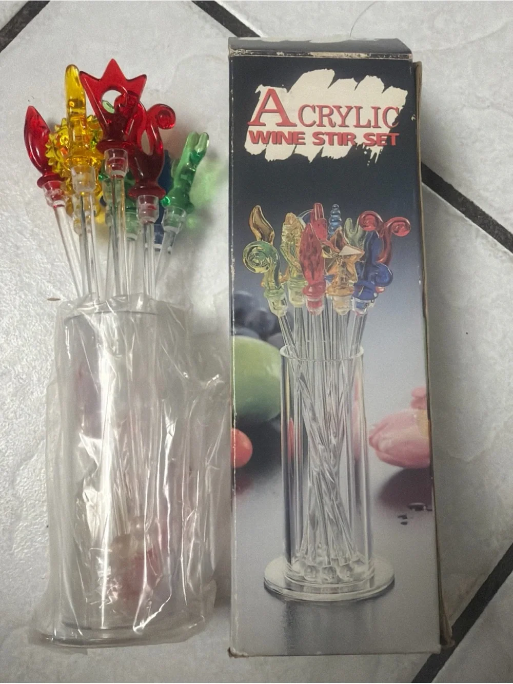 Vintage lot 12 Tulip Swizzle Stir Sticks 8” Long Assorted Color 80's Plant stick